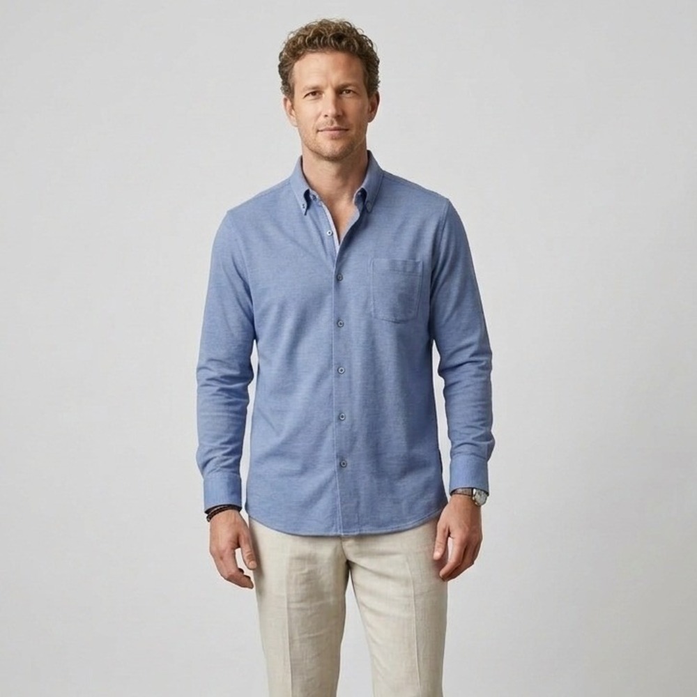Tommy Bahama Mens XL Blue Micro Dot Cotton Long Sleeve Button Up‎ Shirt T311801
